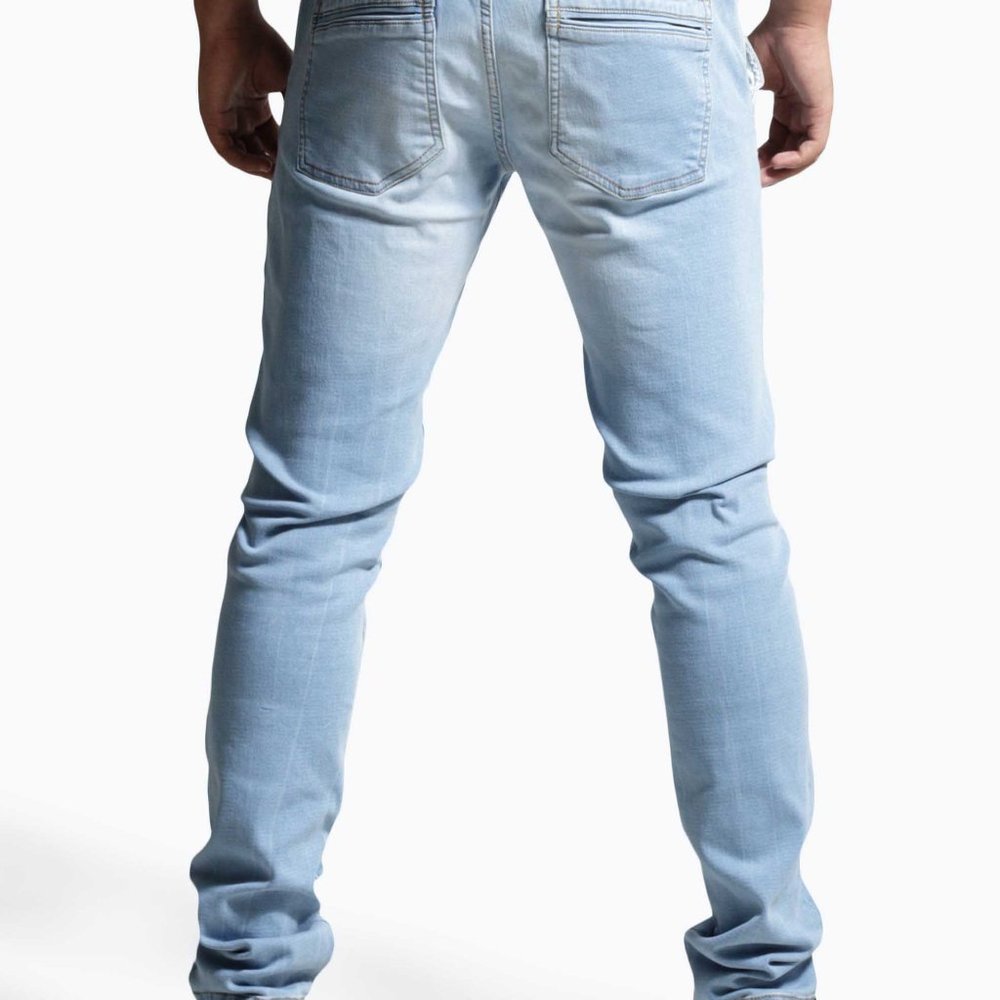 OLGYN Monroe Stretch Knit Light Blue Denim Pant - Picture 2 of 5
